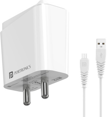 Portronics 12 W 2.4 A Wall Charger for Mobile with Detachable Cable(White, Cable Included)