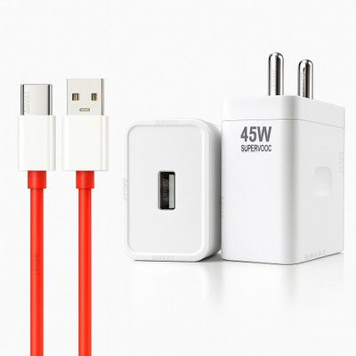 RVAT 45 W SuperVOOC 5 A Wall Charger for Mobile with Detachable Cable(White, Cable Included)