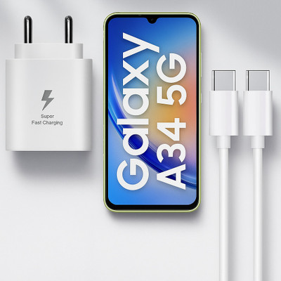 RVAT 25 W Quick Charge 3 A Wall Charger for Mobile with Detachable Cable(White, Super Fast Charger 25w for A34 5G & other c to c phones, Cable Included)