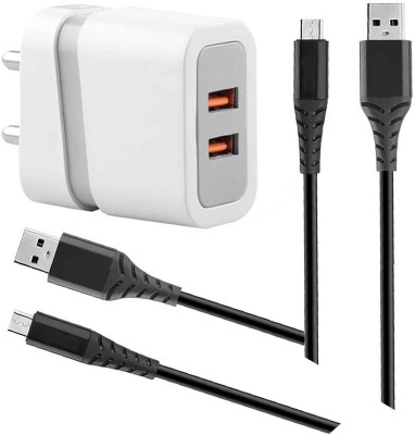 EliteGadgets 15 W Quick Charge 3.1 A Multiport Mobile Charger with Detachable Cable(White, Black Dual Port Charger, Cable Included)