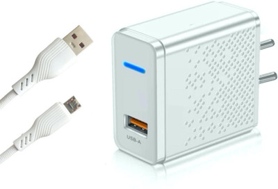 Ditto Hub 12 W Wall Charger for Mobile with Detachable Cable(White Colour, Micro-USB, Cable Included)