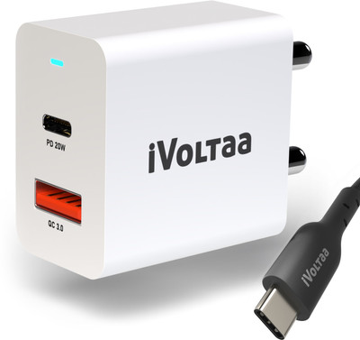 iVoltaa 20 W 3 A Wall Charger for Mobile with Detachable Cable(White, Cable Included)