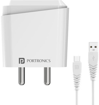Portronics 18 W Quick Charge 3 A Wall Charger for Mobile with Detachable Cable(White, Cable Included)