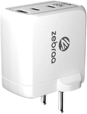 Zebraa 65 W GaN Wall Charger for Mobile with Detachable Cable(White, Cable Included)