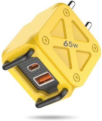 retold 65 W Quick Charge 3 A Multi-pin Wall Charger for Mobile with Detachable Cable(Yellow, Cable Included)