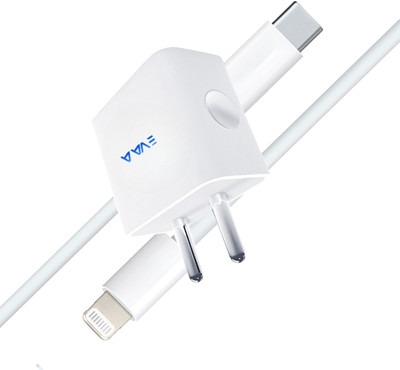 EVAAENTERPRISES 20 W PD 3.6 A Wall Charger for Mobile with Detachable Cable(White, Cable Included)