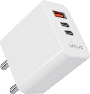 FINGERS 65 W GaN 3 A Dual Port Mobile Charger(Classic White)