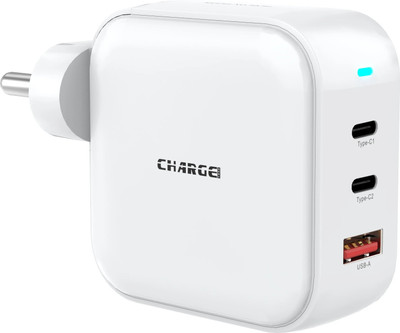ChargeXcel 65 W GaN 3.25 A Multi-pin Wall Charger for Mobile with Detachable Cable(White)