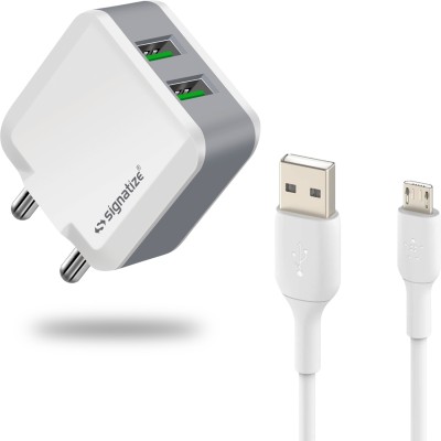 SIGNATIZE Quick Charge 2.4 A Wall Charger for Mobile with Detachable Cable(Grey, Cable Included)