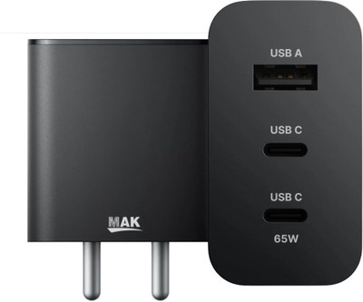 MAK 65 W Quick Charge 3.1 A Wall Charger for Mobile(Black)