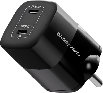 DailyObjects 45 W GaN 4 A Multi-pin Wall Charger for Mobile with Detachable Cable(Black)