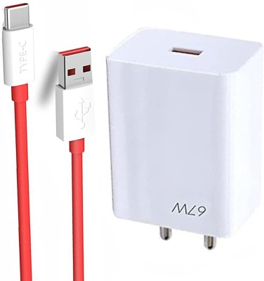 OTD 67 W SuperVOOC 6 A Mobile Charger with Detachable Cable(67watt Supervooc Charger for Oppo Find X2 VOOC/DART/WARP Supported, White, Red, Cable Included)