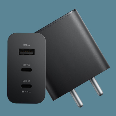 WEFIXALL 65 W Power GaN 3 A 3 Port Mobile Charger(Black)