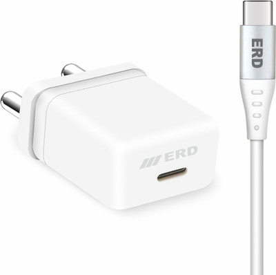 ERD 20 W PD 2.1 A Wall Charger for Mobile with Detachable Cable(White, Cable Included)