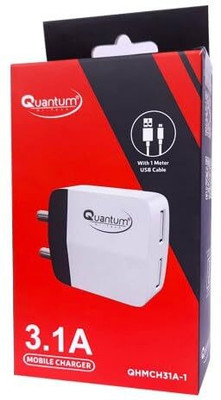 QUANTUM Quick Charge 3.1 A Wall Charger for Mobile with Detachable Cable(WHITE & BLACK)