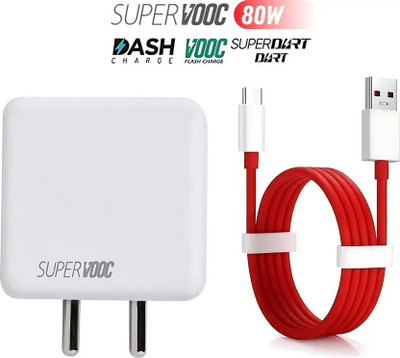 Pandaco 80 W SuperVOOC 7.3 A Wall Charger for Mobile with Detachable Cable(Red, White, Cable Included)