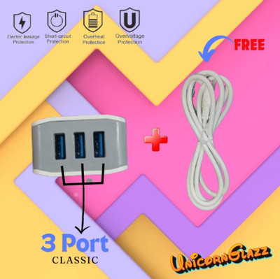 UnicornGlazz Wall Charger for Mobile with Detachable Cable(White)