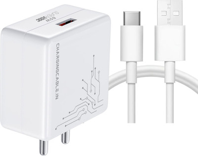 ChargingCable.in 80 W SuperVOOC 7.3 A Wall Charger for Mobile with Detachable Cable(White, Red, Cable Included)