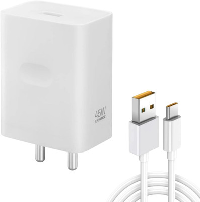 AKCOIZ 45 W SuperVOOC 3.1 A Wall Charger for Mobile with Detachable Cable(Compatible with oppo A15s/A16/A53 5G/A74 5G/A54 5G/A77 5G/ A78 5G, White, Cable Included)