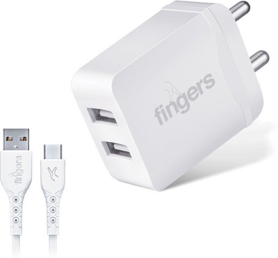 FINGERS Adaptive Charging 2.4 A Wall Charger for Mobile(White, Cable Included)