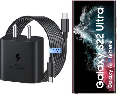Kizzy 45 W Quick Charge 5 A Wall Charger for Mobile with Detachable Cable(Compatible With S22 Ultra 5G With 3.3FT Cable, Black, Cable Included)