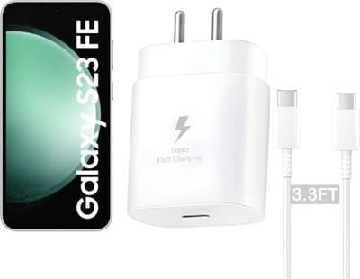 Kizzy 25 W PD 3 A Wall Charger for Mobile with Detachable Cable(for Samsung Galaxy S23 Fe 5G Charger with 3.3ft C to C Cable, White, Cable Included)