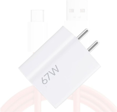 Punnkk 67 W SuperVOOC 3 A Wall Charger for Mobile with Detachable Cable(Powder White, Cable Included)