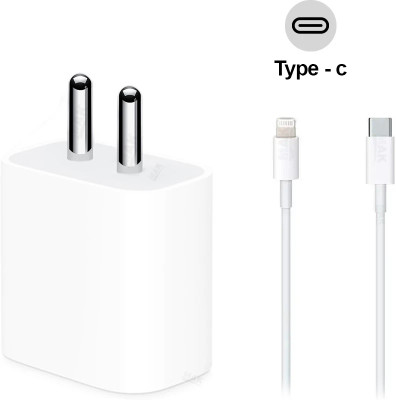 MAK 20 W PD 3.4 A Wall Charger for Mobile with Detachable Cable(White, Cable Included)