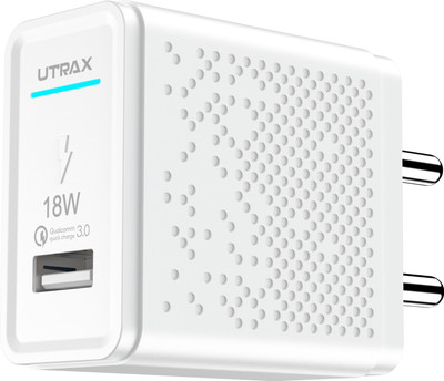 UTRAX 18 W Qualcomm 3.0 3 A Wall Charger for Mobile with Detachable Cable(White, Cable Included)