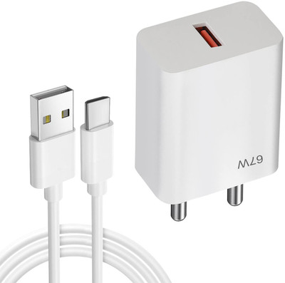 MARS 67 W SuperVOOC 6 A Wall Charger for Mobile with Detachable Cable(White, Cable Included)