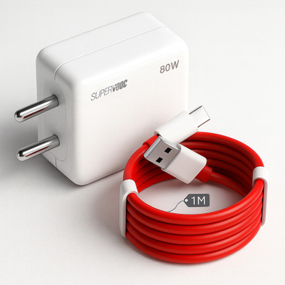 shopbucket 80 W SuperVOOC 7.3 A Wall Charger for Mobile with Detachable Cable(White)