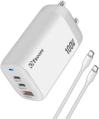 TP TROOPS 100 W 5 A Multiport Mobile Charger with Detachable Cable(100W Adapter Charger with Type C to C Cable, Cable Included)