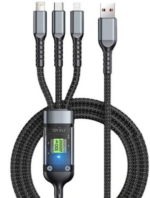 TECHGLIDE 100 W 1 A 3 Port Mobile Charger with Detachable Cable(Black, Cable Included)