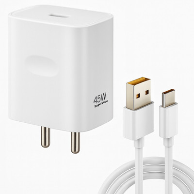 RVAT 45 W SuperVOOC 5 A Wall Charger for Mobile with Detachable Cable(White, Cable Included)