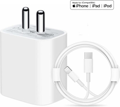 RoarX 25 W PD 3 A Wall Charger for Mobile with Detachable Cable(White, 25W PD Mobile Fast Charger for iPhone)