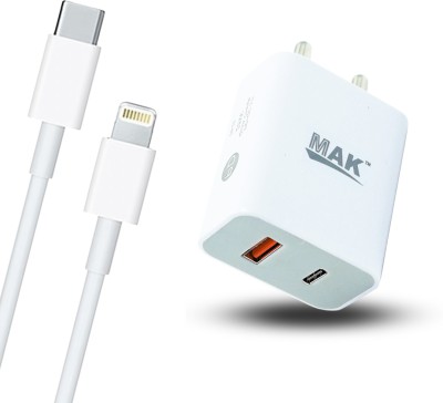 MAK 20 W PD 3 A Multiport Mobile Charger with Detachable Cable(White, Cable Included)