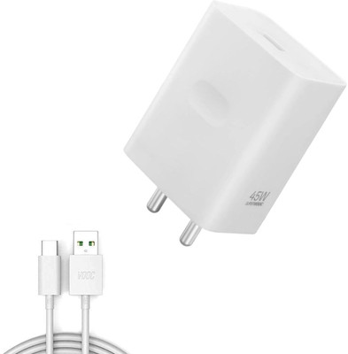 digie 45 W SuperVOOC 5 A Wall Charger for Mobile with Detachable Cable(White, Cable Included)