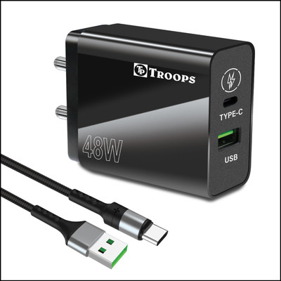 TP TROOPS 3 A Wall Charger for Mobile with Detachable Cable(White)