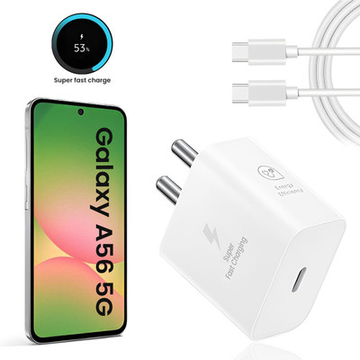 MAK 25 W GaN 3 A Wall Charger for Mobile with Detachable Cable(White Super Fast Charger for Samsung Galaxy A56 5g Charger Adapter)