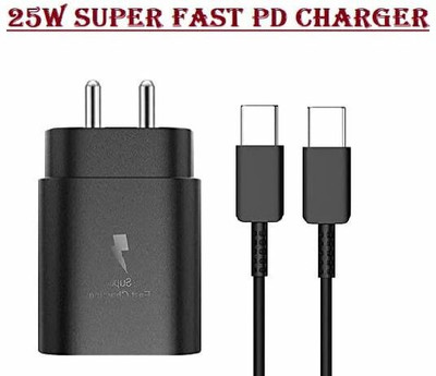 Kizzy 25 W PD 3 A Wall Charger for Mobile with Detachable Cable(Black, Cable Included)