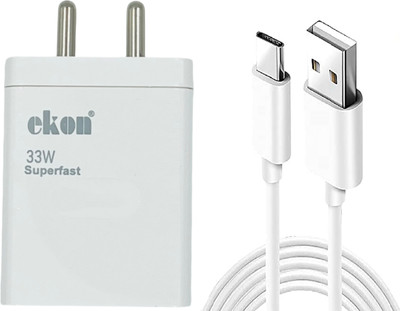 Ekon 33 W Quick Charge 3.4 A Wall Charger for Mobile with Detachable Cable(White, Cable Included)