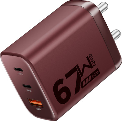 boAt 67 W GaN 3 A Wall Charger for Mobile with Detachable Cable(Monarch Red)