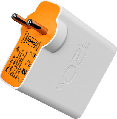 RVAT 120 W Quick Charge 6 A Wall Charger for Mobile with Detachable Cable(White, Cable Included)