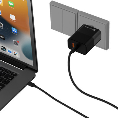Portronics 65 W GaN 3 A Wall Charger for Mobile with Detachable Cable(Black, Cable Included)