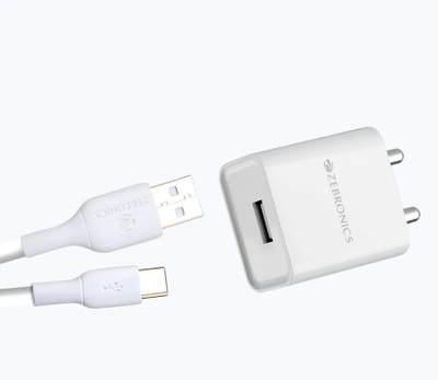 ZEBRONICS 2.4 A Wall Charger for Mobile with Detachable Cable(White, Cable Included)
