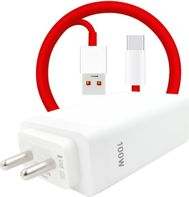 ChargHunt 100 W SuperVOOC 8 A Wall Charger for Mobile with Detachable Cable(White, Red, Cable Included)