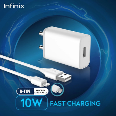 Infinix 10 W Quick Charge 2 A Wall Charger for Mobile with Detachable Cable(White, Cable Included)