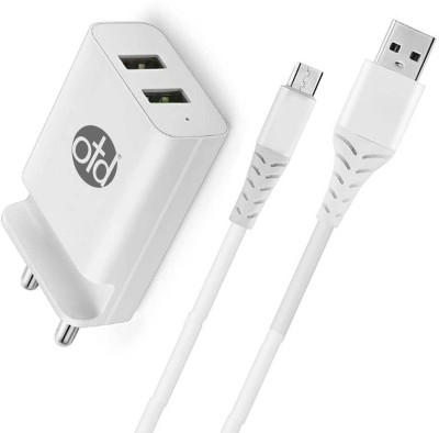 OTD 12 W Quick Charge 2.4 A Multiport Mobile Charger with Detachable Cable(Dual USB Mobile Charger with Mobile Holder, White, Cable Included)