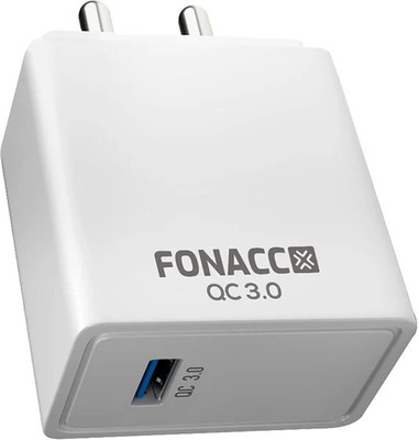 FONACC 18 W Quick Charge Single Port Mobile Charger with Detachable Cable(White)