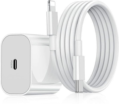 DAFOTI 20 W Quick Charge 3 A Wall Charger for Mobile with Detachable Cable(White, Cable Included)